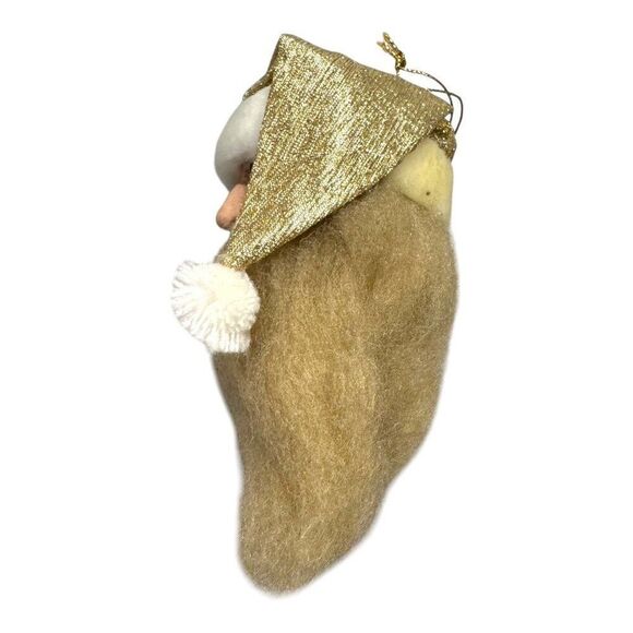 Set Of 3 Santa Claus Head Christmas Ornaments Vintage Long Beards & Festive Hats - Picture 13 of 16